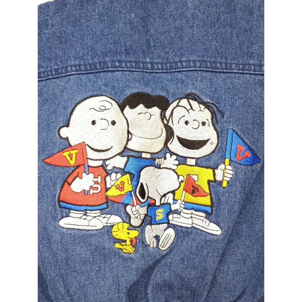 1980s Vintage-Inspired Toddler Denim Jacket Peanuts Snoopy Design 24 Months 100%